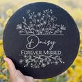 Personalized Pet Memorial Stone for Dogs and Cats | Custom Laser-Etched Weatherproof Garden Grave Marker | Natural Stone Bereavement Headstone Sympathy Gift | 4, 6, 10, or 12 Inch Heart or Circle Shape (A8)