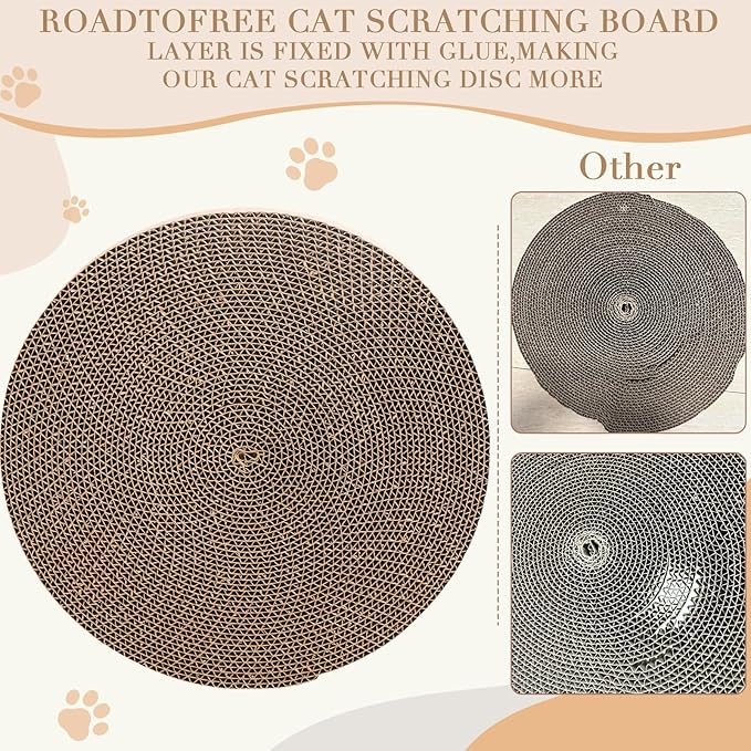 Round Cat Scratcher Replacement Pads -Circle Cat Scratcher Pad Cardboard Cat Scratchers Refill 10 inch Diameter 7/8 inch Thickness Pet Supplies, Relieves Stress, Supports Pet Behaviors, 1 Count