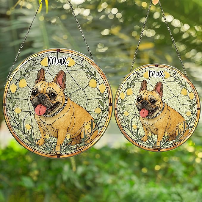 Custom Pet Memorial Sun Catcher, Glass Window Hanging with Photo, Floral Tribute Keepsake, Sympathy Gift for Dog or Cat Loss 3