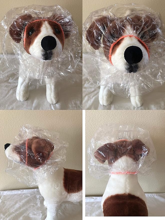 Disposable Pet Shower Caps, Ear Infection Prevention, Ears Drops Guard, Surgical Area Cover, Overhanging Ears Protection for Dogs, Cats in Bath, Rain, Water, (XLarge).