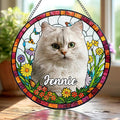 Custom Cat Portrait Art Suncatcher Stained Glass Remembrance Gift Pet Indoor Decor Window Hanging Dog Cat Bereavement Keepsake Loss of Pet