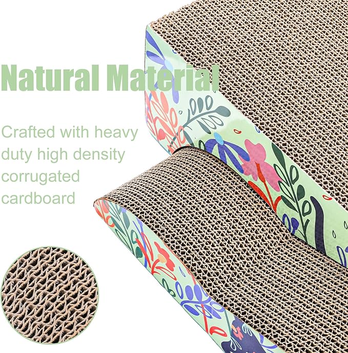 WUWEOT 2 in 1 Cat Scratching Board, Removable Cardboard Scratching Pad, Large Cat Lounge Sofa with Detachable Toy for Indoor Cats to Rest, Grind Claws and Play