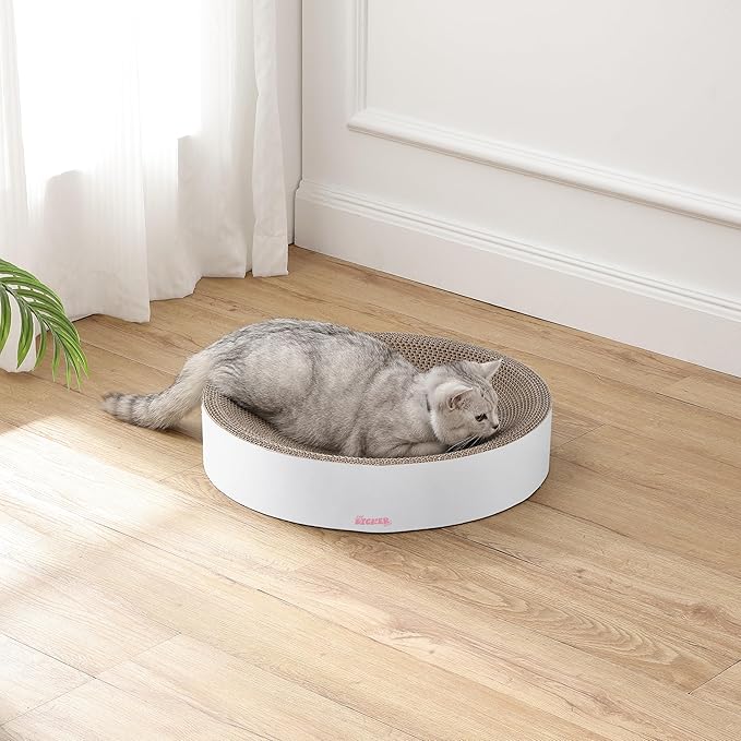 CSR1010I Nelson 20.13" Modern Cardboard Round Bowl Cat Scratcher with Catnip, Cloud