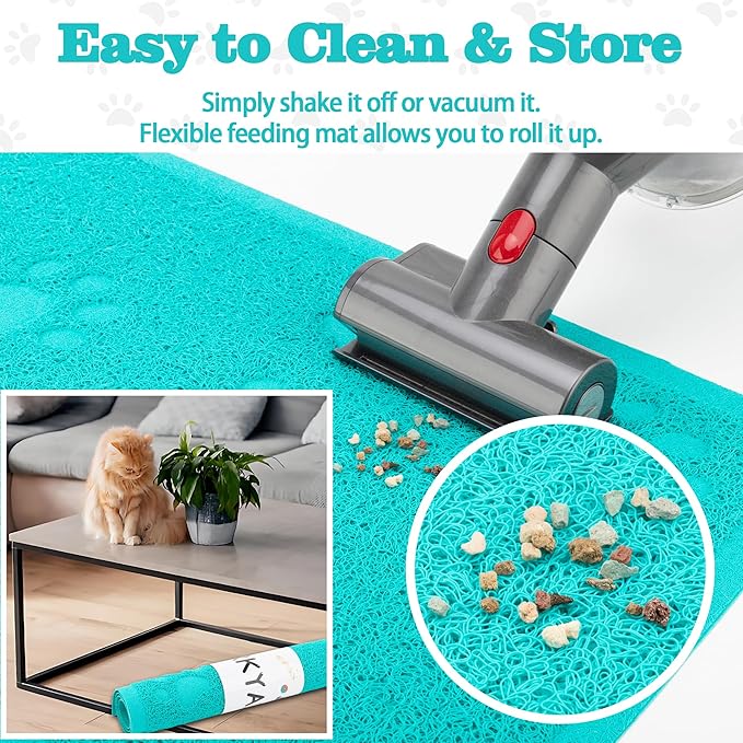 Darkyazi Cat Litter Box Mat for Floor Litter Trapping Mat Non-Slip Backing, Scatter Control, Easy Clean, Water Resistant, Soft on Paws (15.75" x 11.75",Lake Blue)
