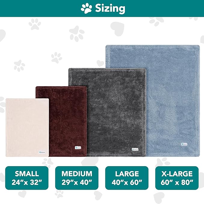 PetAmi Fluffy Soft Dog & Cat Blanket, Sherpa Fleece, Calming Pet Blanket Throw for Bed & Sofa, X-Large 60x80 Beige