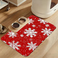 Chirtsmas Snow Flower Pet Food Mat for Cats and Dogs–Absorbent Quick Dry Feeding Placemat, Non Slip Rubber Base, Waterproof Bowl Mat for Indoor Use, Pet Supplies 16"x24"