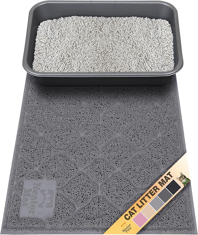 Neater Pets Neater Mat Cat Litter Mat, Thick & Durable Cat Mat for Litter Box, Trapper Pad Catches Mess to Protect Indoor Floors, Soft on Kitty Paws, Anti-Skid Grip Backing, Easy to Clean, Charcoal