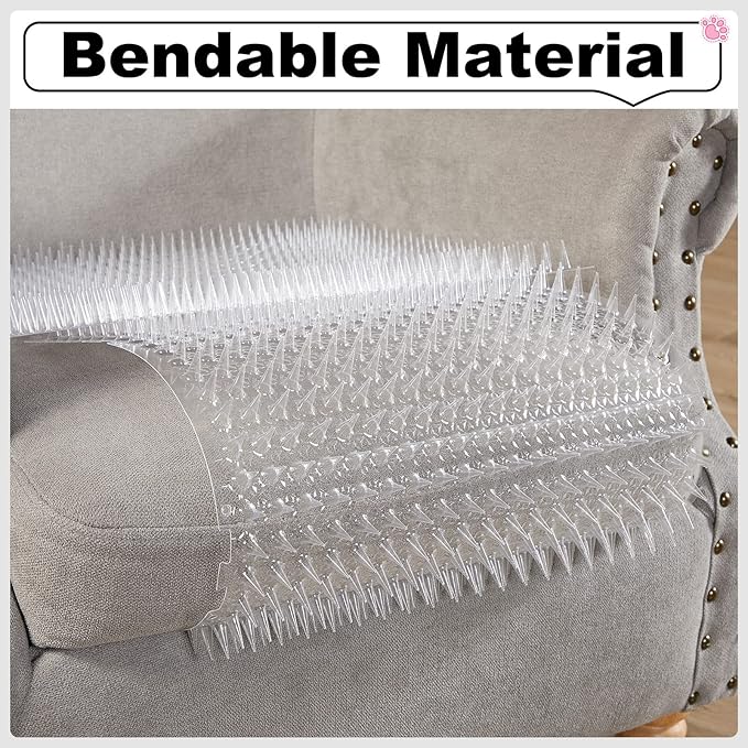 Nuanchu 20 Pcs Cat Repellent Outdoor Indoor Mat, 16 x 13 Inch Clear Plastic Spiked Cat Deterrent Mat for Furniture, Plants, Couch Protectors
