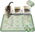 Unicorn Catcher 40X30in 2packCat Litter Mat Machine Washable Soft 3D Air Mesh Litter Box Rug Non-Slip Backing Quick Dry Scatter Control for Paws,Bean Green