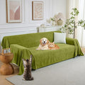 PuTian Couch Cover for Dogs - Waterproof Anti-Scratch Washable Non Slip 2 Cushion Cover Blanket L Shaped Recliner Sectional Arm Chair Sofa Slipcover for Pet Cats Kids, 71''X102'' Boho Green