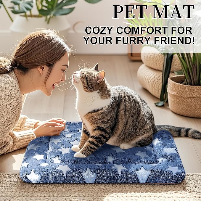 Dog Bed Mat, Reversible Crate Pad & Cute Dog Bed - Machine Washable Kennel Mat with Ultra Soft for Small Dogs & Cats