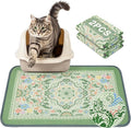Unicorn Catcher 24X15in 2packCat Litter Mat Machine Washable Soft 3D Air Mesh Litter Box Rug Non-Slip Backing Quick Dry Scatter Control for Paws,Bean Green