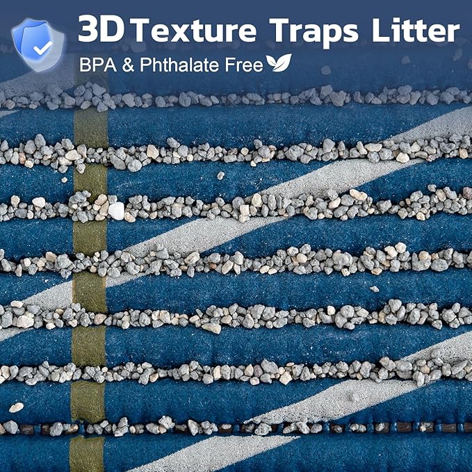 Extra Large Cat Litter Mat, 40x25 Inch Trimable & Soft Foam Pad, Leak-Proof & Non-Slip Bottom, Machine Washable, Scatter Control for Litter Box Area (Navy Chevron)