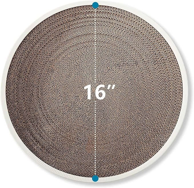 Cardboard Cat Scratcher Bed Mat for Kitty Curls Morden Cat Scratch Pad with Ball Toy Ringing Bell for Multi-Cat Households Horizontal Round Nail File Cat Scratcher Sleep Fun All-in-One