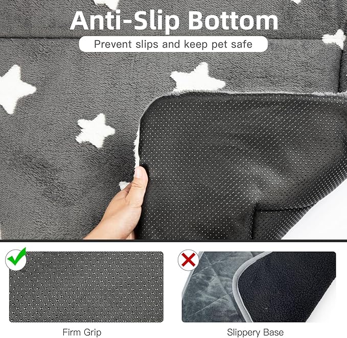 Mora Pets Dog Crate Pad Dog Kennel Bed Mat for Large Dogs Washable Cute Star Pet Bed for 36 inch Cage Ultra Soft Flat Puppy Cat Cushion for Cozy Sleeping Anti-Slip Grey 36 x 23