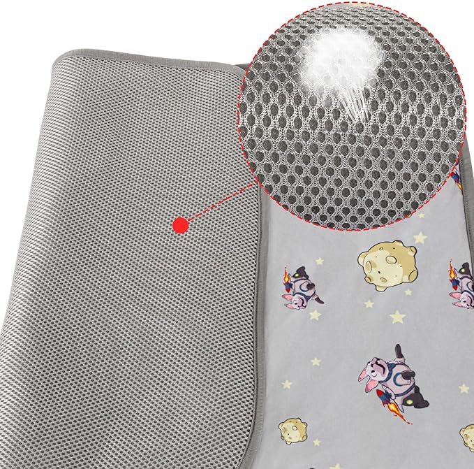 NACOCO Summer Pet Cooling Mat - Cat Dog Cushion Pad Sleeping Cool Comfortable Soft for Pets Kids and Adults (Grey French Bulldog, L)