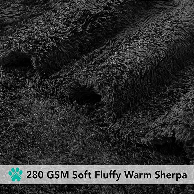 PetAmi Dog Blanket for Small Medium Dogs, Black Fluffy Soft Sherpa Fleece for Puppy, Kitten, Doggie - Calming Pet Throw for Couch, Sofa, Bed - Washable, Medium 29x40