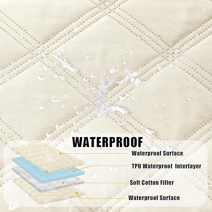 Smiry Waterproof Dog Bed Cover Blanket 68x82, Soft Reversible Pet Blanket, Washable Leakproof Cats Dogs Couch Cover for Sofa, Couch, Furniture, Beige/Beige