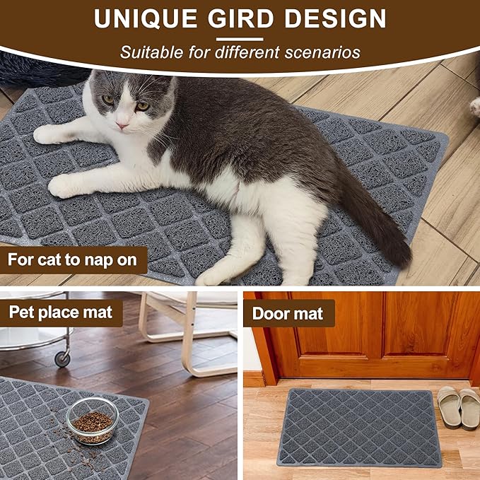 BOOMIBOO Cat Litter Mat Litter Box Mat，Litter Trapping Mat Premium Durable PVC Pad, 23 x 14 Inches, Easy to Clean，Non-Slip，Urine Waterproof