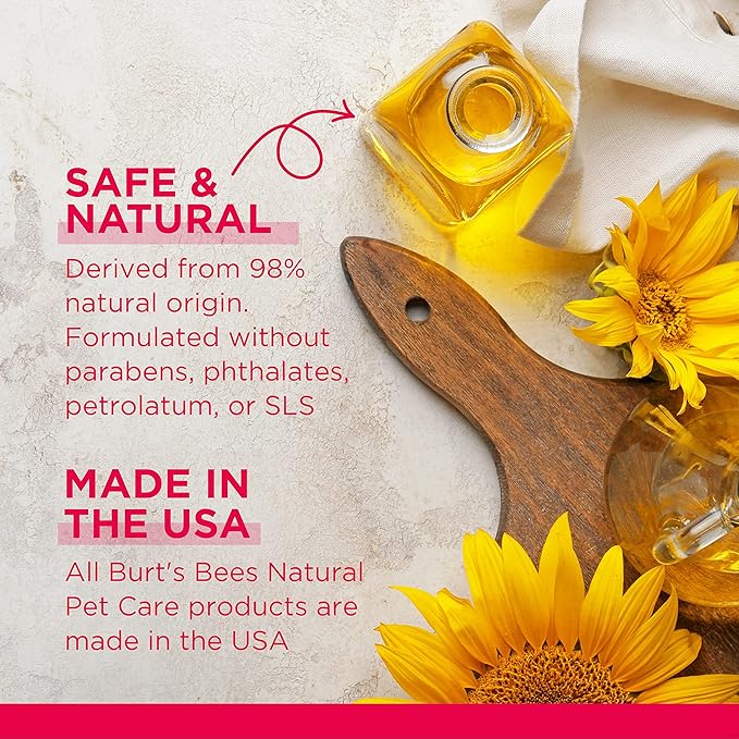 Burt's Bees for Pets Anti-Hairball Wipes for Cats, Sunflower Oil and Wheat Germ Oil, 98% Natural Origin, Cruelty-Free Cat Hairball Remedy Wipes, pH Balanced, Made in the USA, 50 Count - 6 Pack