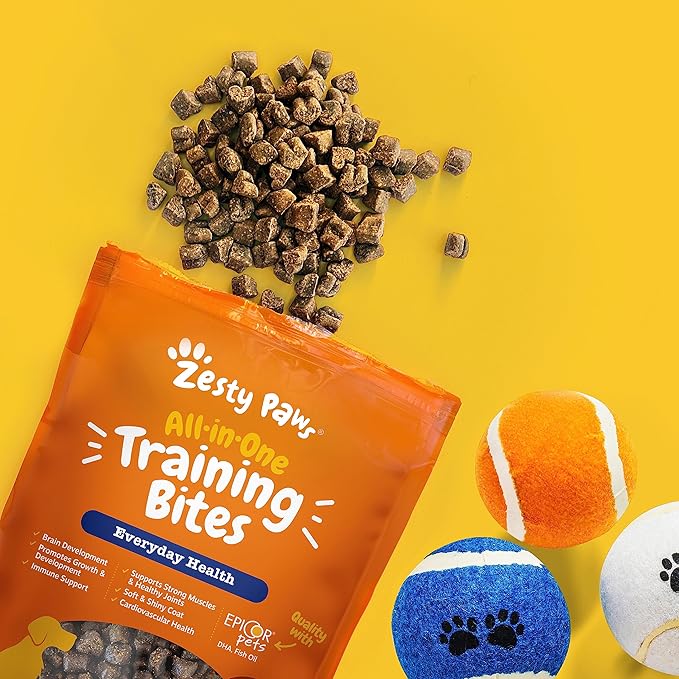 Zesty Paws Training Treats for Dogs & Puppies - Dog Treats for Training - Healthy Dog Chews for Hip, Joint & Muscle Health - for All Breeds and Ages - Bacon Flavor - 12oz