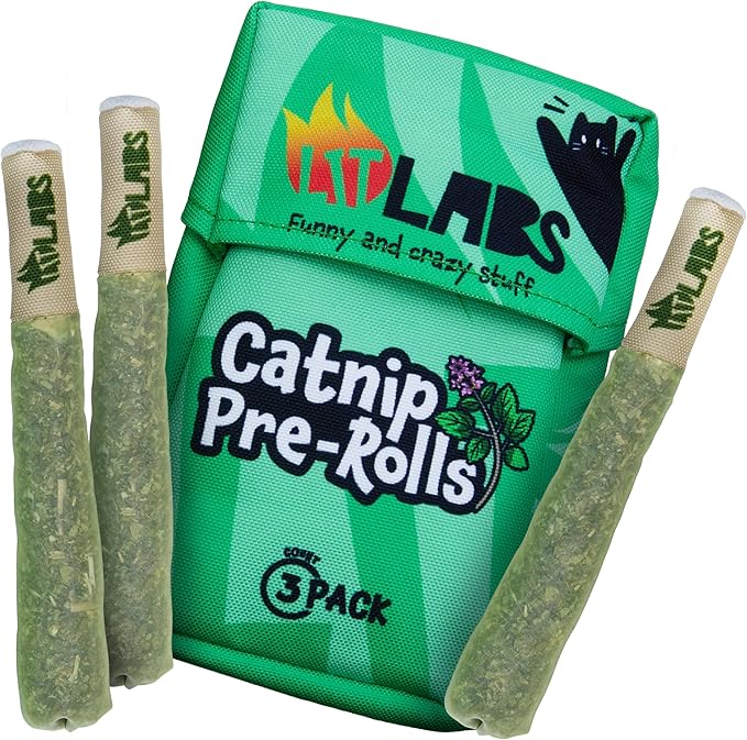 LIT LABS Cat Doobie 3 Pack Catnip Toys for Cats, Funny Cat Toys, Safe Kitten Teething Chew and Kicker Toys, Stress Relieving Indoor Cat Gifts that Hit Different