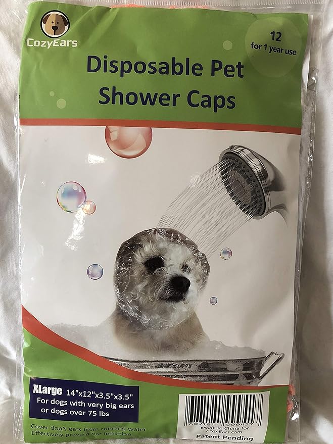 Disposable Pet Shower Caps, Ear Infection Prevention, Ears Drops Guard, Surgical Area Cover, Overhanging Ears Protection for Dogs, Cats in Bath, Rain, Water, (XLarge).