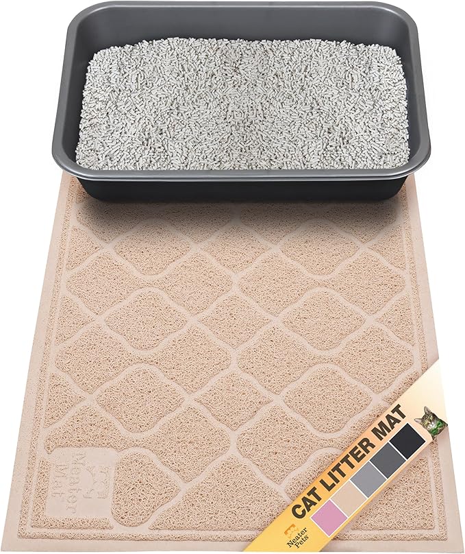Neater Pets Neater Mat Cat Litter Mat, Thick & Durable Cat Mat for Litter Box, Trapper Pad Catches Mess to Protect Indoor Floors, Soft on Kitty Paws, Anti-Skid Grip Backing, Easy to Clean, Beige