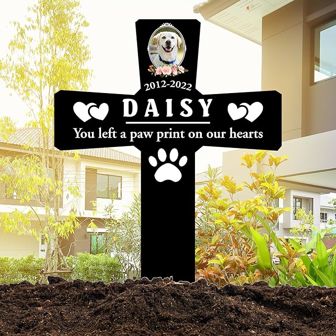 Custom Pet Grave Markers Dog | Custom Pet Headstones for Dogs | Best Remembrance Gifts for Your Four-Legged Companions | Personalized Grave Marker for Furry Friends with Wreath Photo Album