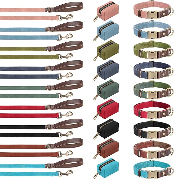 Didog Soft PU Leather Dog Collars for Small Dogs,Classic Adjustable Dog Collars with Quick Release Metal Buckle,Easy Clean and Comfortable with Nylon Lining,Light Blue,S Neck 11-15"