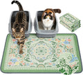 Unicorn Catcher 33X22in 2packCat Litter Mat Machine Washable Soft 3D Air Mesh Litter Box Rug Non-Slip Backing Quick Dry Scatter Control for Paws,Bean Green