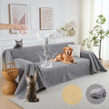 PuTian 100% Waterproof Couch Cover for Dogs - Anti-Scratch Washable Non Slip 2 Cushion Cover Blanket for L Shaped Sectional Recliner Chair Sofa Slipcover for Pet Cats Kids, 71''X134'' Boho Grey