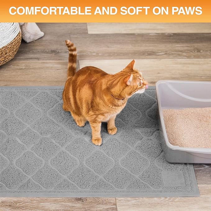 Neater Pets Neater Mat Cat Litter Mat, Thick & Durable Cat Mat for Litter Box, Trapper Pad Catches Mess to Protect Indoor Floors, Soft on Kitty Paws, Anti-Skid Grip Backing, Easy to Clean, Grey