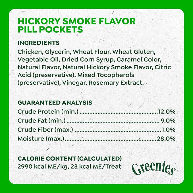 Greenies Pill Pockets for Dogs Large Size, Dog Treat Pouch for Capsule Medication, Hickory Smoke Flavor, 15.8 oz. Pouch