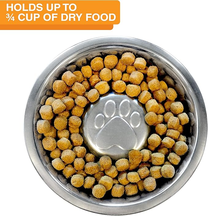 Neater Feeder Express Mess Proof Dog Bowls Elevated for Small Breeds Under 15 Lb, Made in USA, No Spill Raised Dog Food Bowl Stand, Stainless Steel Slow Feed and Standard Water Bowl Set, Cappuccino