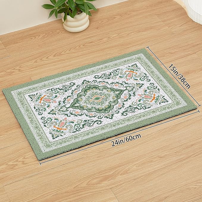 Unicorn Catcher Cat Litter Mat 24" x 15" Non-Slip Litter Box Mat Washable Litter Catcher Mat for Litter Box Indoor Food Mat Supplies Essentials, DarkSeaGreen