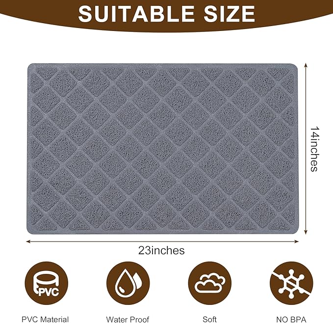BOOMIBOO Cat Litter Mat Litter Box Mat，Litter Trapping Mat Premium Durable PVC Pad, 23 x 14 Inches, Easy to Clean，Non-Slip，Urine Waterproof
