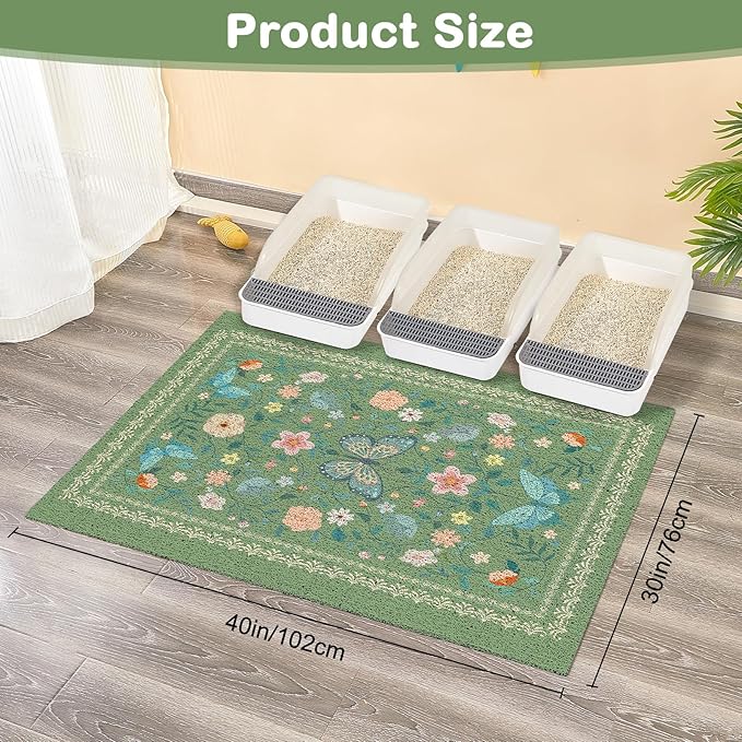 Unicorn Catcher 40x30 inches Cat Litter Mat Non-Slip Bottom Litter Box Mat Urine-Proof Soft Litter Mat for Cats Waterproof Pads Protects Floors Cat Mat for Litter Box