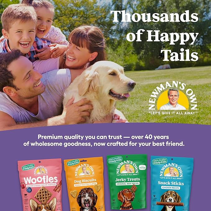 Newman's Own Chicken Jerky Dog Treats, 5 oz Bag (Pack of 6) — High Protein, Grain Free, US Farm-Raised Chicken as First Ingredient, Chewy Wholesome Training Rewards