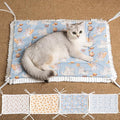Reversible Silent Cat Bed Self Warming Pet Pad Thin Style Mat Washable Cushion Pad, Pad for Window Perch Outdoor Cat Houses, for Cats, Small Dogs, Rabbits, Non Electric,(Blue Kitten,M)