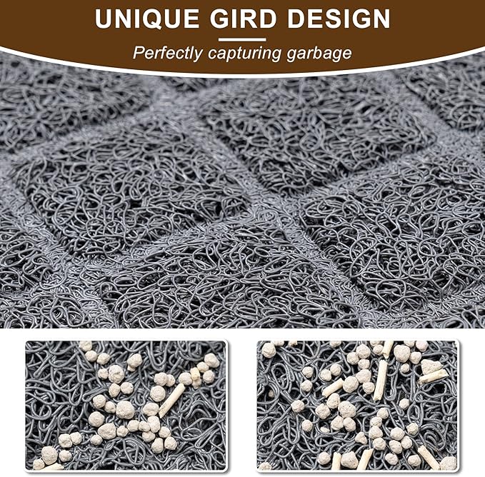 Cat Litter Mat Litter Box Mat,Litter Trapping Mat Premium Durable PVC Pad, 24 x 35 Inches Kitty Litter Box, Easy to Clean,Non-Slip，Urine Waterproof,Black