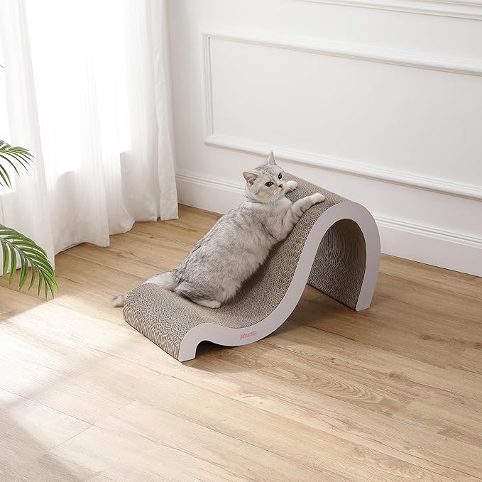CSR1013B Kona 27" Modern Cardboard Double-Sided Wave Cat Scratcher with Catnip, Cloud
