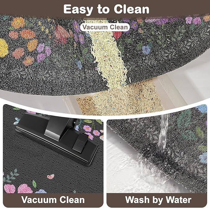 Unicorn Catcher 33x22 inches Cat Litter Mat Non-Slip Bottom Litter Box Mat Urine-Proof Soft Litter Mat for Cats Waterproof Pads Protects Floors Cat Mat for Litter Box Pet Supplies
