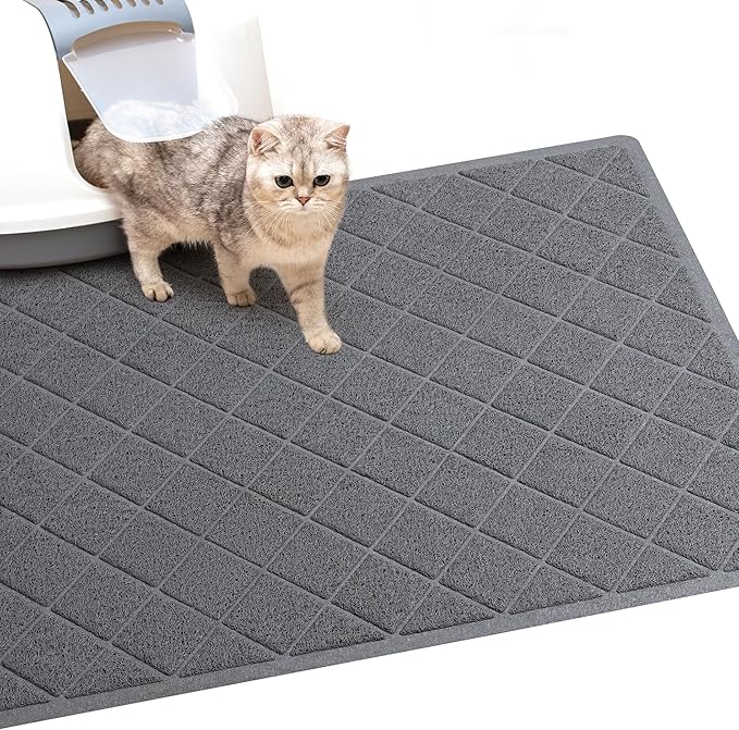 Cat Litter Mat Litter Box Mat，Litter Trapping Mat Premium Durable PVC Pad, 47 x 35 Inches Kitty Litter Box, Easy to Clean，Non-Slip，Urine Waterproof