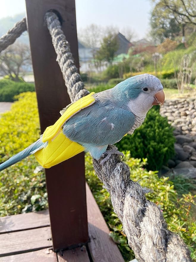 Parrot Bird Diapers, Birds Flight Suit, Parrot Clothes, Pet Animal Costumes, Bird Clothes, Cockatiel Bird Diaper, Pet Bird Diapers, Parrot Flight Suit, Bird Parrot Clothes (Yellow, S)
