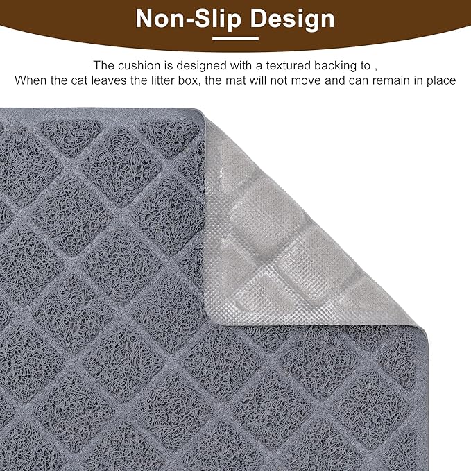 Cat Litter Mat Litter Box Mat,Litter Trapping Mat Premium Durable PVC Pad, 23 x 14 Inches, Easy to Clean,Non-Slip,Urine Waterproof,Black