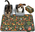 Unicorn Catcher 33X22in 2packCat Litter Mat Machine Washable Soft 3D Air Mesh Litter Box Rug Non-Slip Backing Quick Dry Scatter Control for Paws,Green Mushrooms