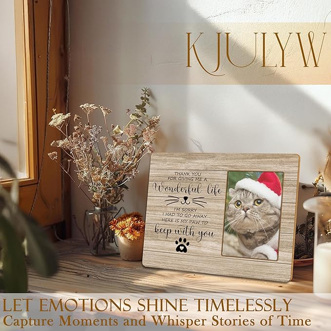 Cat Memorial Gifts 4x6 Picture Frame, Pet Memorial Remembrance Gifts for Cats, Loss of Cat Sympathy Gift Picture Photo Frames for Desk Tabletop Wall Decoration