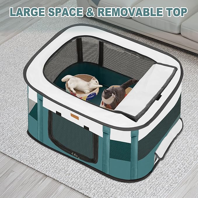 Dog Playpen - Foldable Cat Play Pens for Pubby,Kitten, Rabbit,Portable Pet Tent with Carring Bag for Indoor/Outdoor Travel Camping Blue X-Large