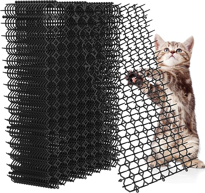 Hmyomina 16 x 8 Inch Scat Mat for Cats, 10 Pack Cat Scat Mat with Spikes - Deterrent Mat for Cats and Dogs - Cat Deterrent Outdoor & Indoor